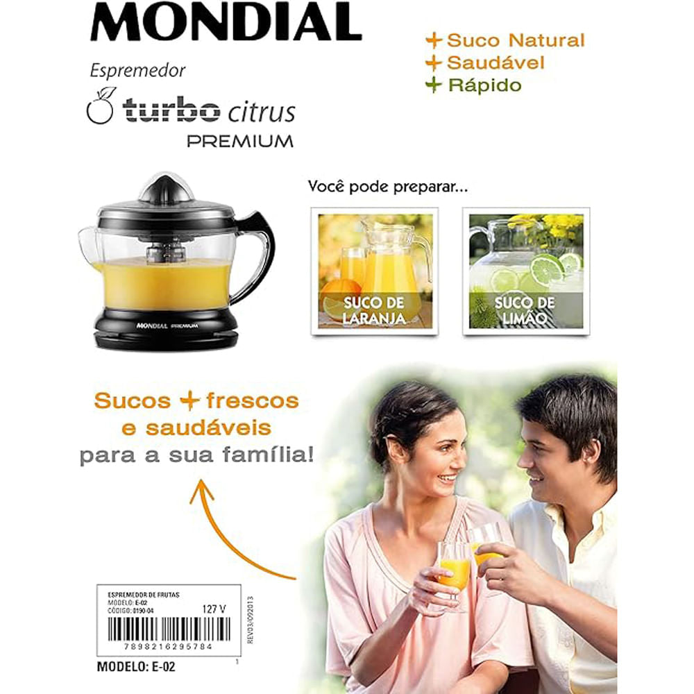 Espremedor de Frutas Mondial Premium E-02 - Preto