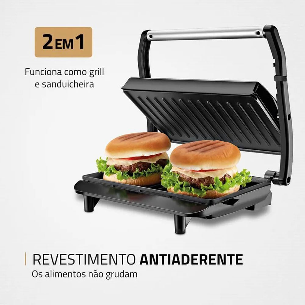 Press Grill Master Mondial PG-01 - Inox com Preto