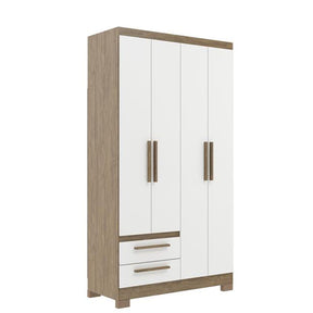 Roupeiro Decibal RP2422 4 Portas 2 Gavetas - Wood/Cristalo