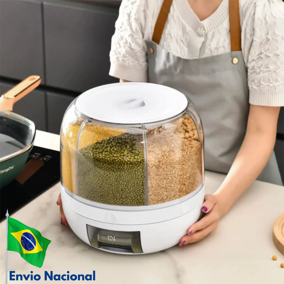 Dispenser De Grãos E Cereais Giratório Com 6 Divisões | Frete Grátis