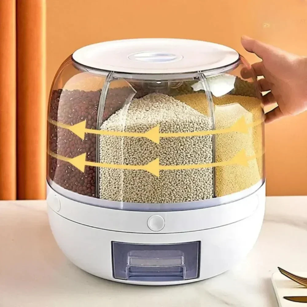 Dispenser De Grãos E Cereais Giratório Com 6 Divisões | Frete Grátis